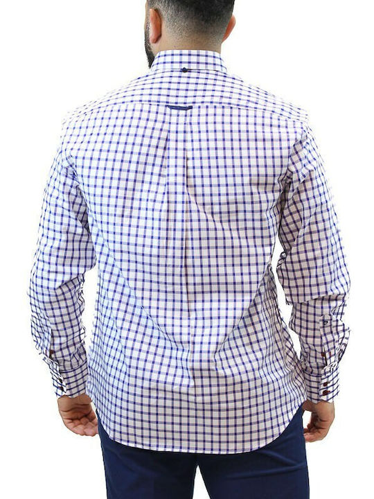 Pierre Cardin Men's Shirt Long Sleeve Checked White.