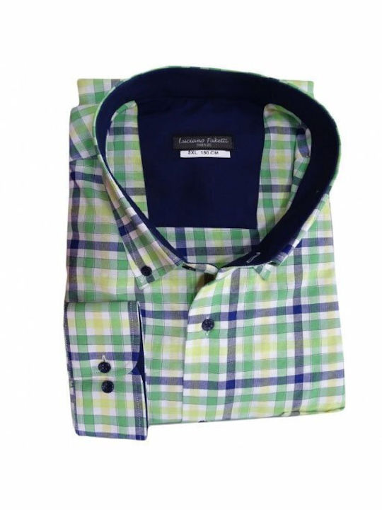 Luciano Faketti Men's Shirt Long Sleeve Checked Green