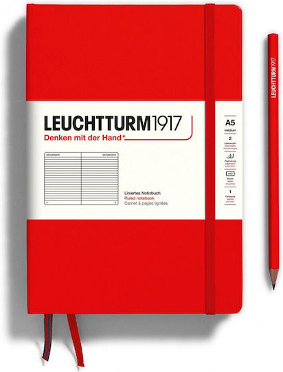 Leuchtturm1917 Notebook 249 Sheets A5 Ruled with Elastic Red