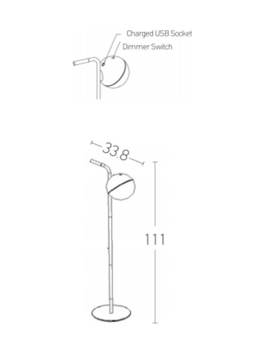 Zambelis Lights Desktop LED Lamp 11.5W 111x24cm