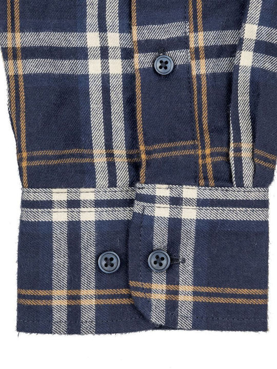 Langärmlig Flanell Hemd Geprüft Blue