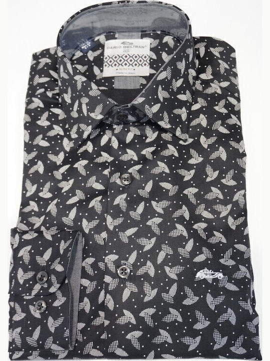 Long Sleeve Cotton Shirt in Regular Fit Black