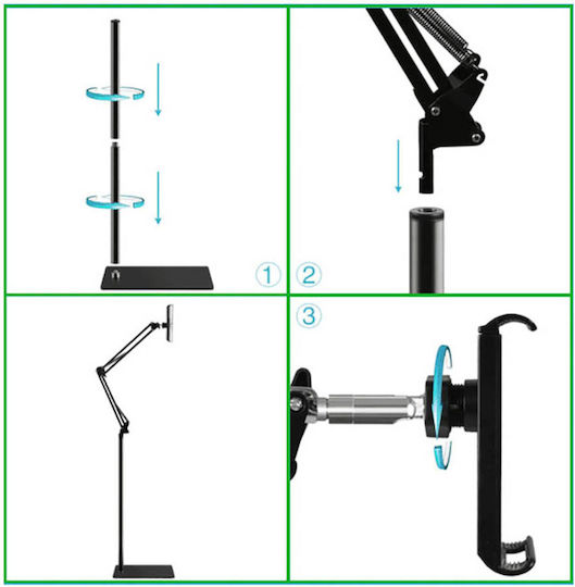 Factory Mobile Stand with Arm in Black color 34962315