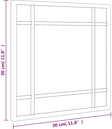 vidaXL Wall Mirror with Black Metallic Frame 30x30cm 1pcs