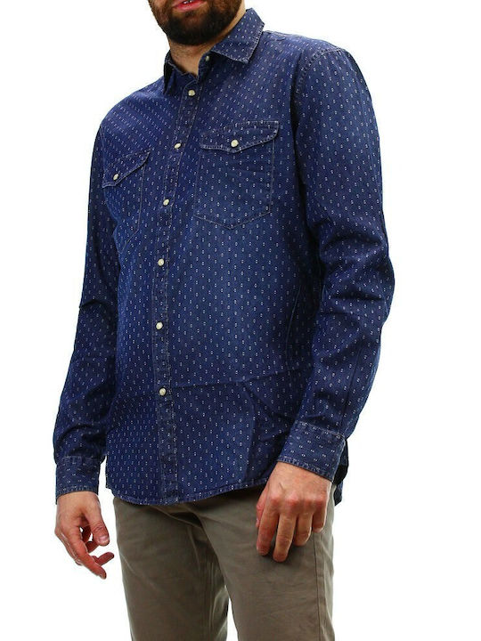 Celio Men's Shirt Long Sleeve Cotton Polka Dot