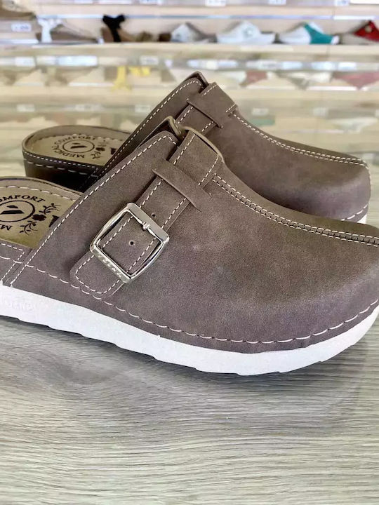 Vesna Γυναικεία Δερμάτινα Ανατομικά Σαμπό Light Brown