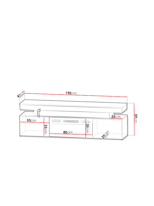 Έπιπλο Τηλεόρασης Glossa 2d Λευκό Μ190xΠ41xΥ59cm