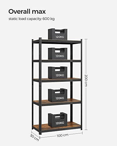 Songmics Dexion Shelf 100x50x200cm With 5 Shelves Total Load Capacity 875kg