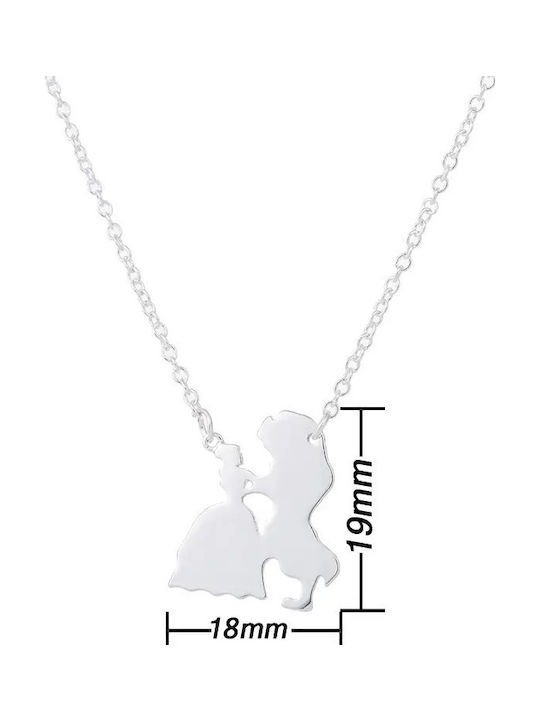 Disney Jewelry Stainless Steel Necklace Chain Beauty Beast Silver Disney Jewelry Stainless Steel Necklace Chain Beauty Beast Silver