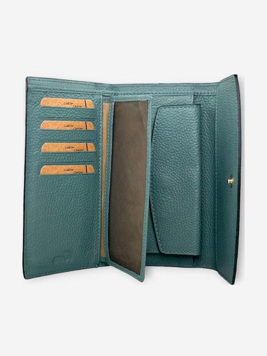 Large Leather Women's Wallet Classic with RFID Light Blue
