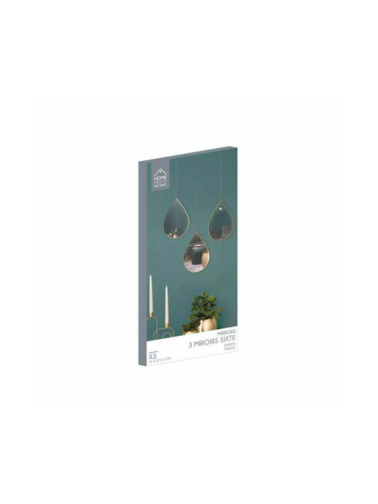 The Home Deco Factory Καθρέπτης Τοίχου Ασύμμετρος με Χρυσό Μεταλλικό Πλαίσιο 27x19cm 3τμχ