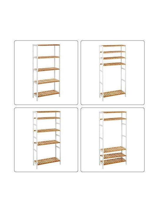 Shelf Floor White and Natural 60x26x130cm