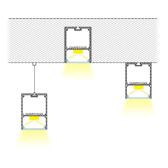 GloboStar Hanging LED Strip Aluminum Profile with Opal Cover 100cm