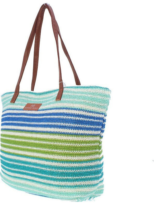 Bag to Bag Ψάθινη Τσάντα Θαλάσσης Μπλε