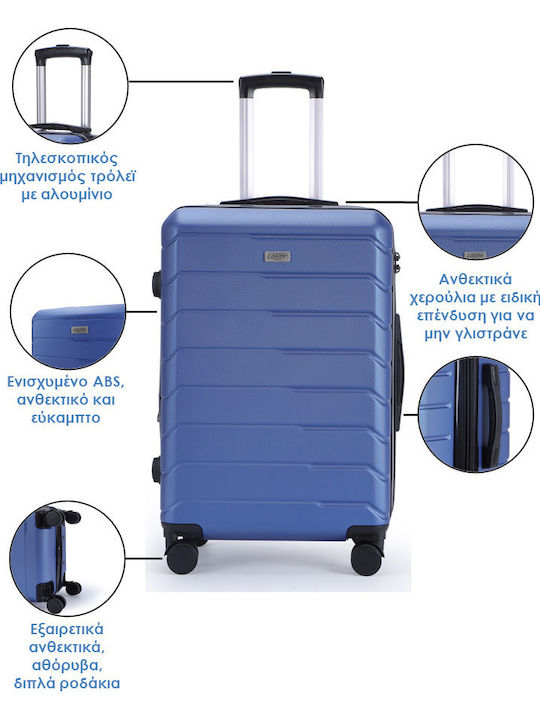 Lavor Medium Hard Blue Travel Suitcase with 4 Wheels Height 66cm