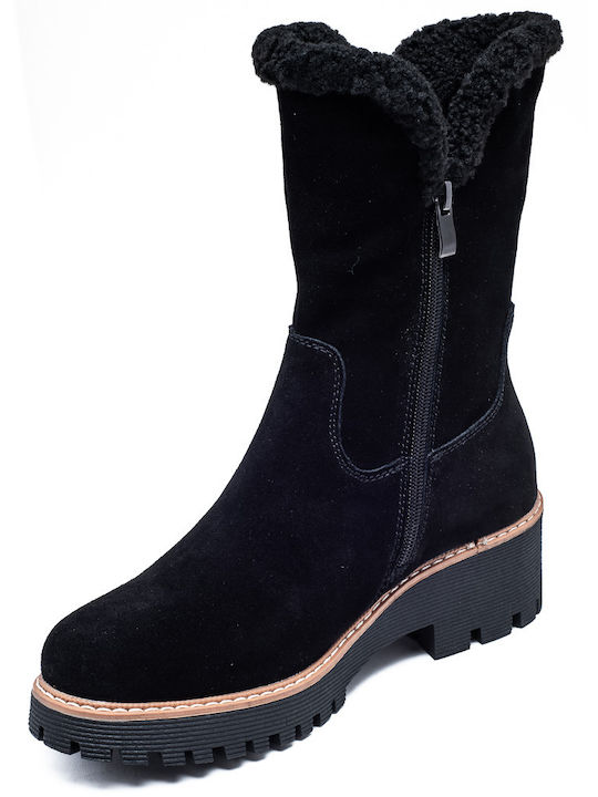 Franchesca Moretti Leather Women's Ankle Boots Platform Black