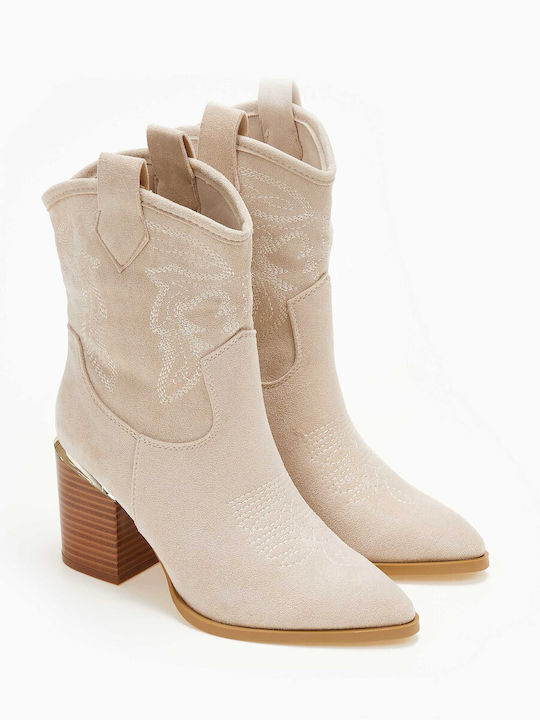 Alta Moda Suede Women's Cowboy Boots Beige