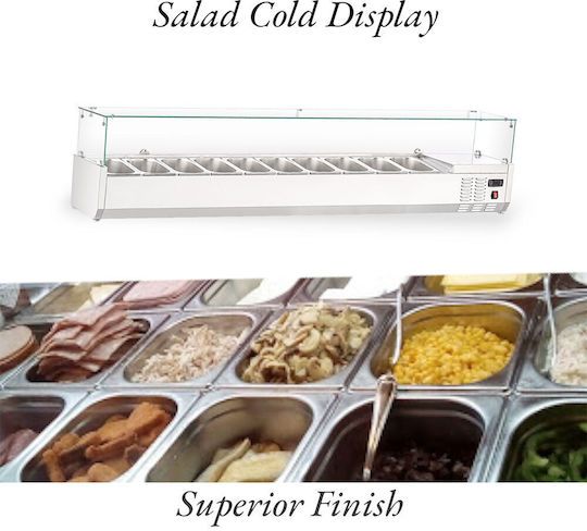 Eco Fridge Охлаждаща Витрина Настолна с Капацитет 10x1/4 ГН 200x33.5x44.7см