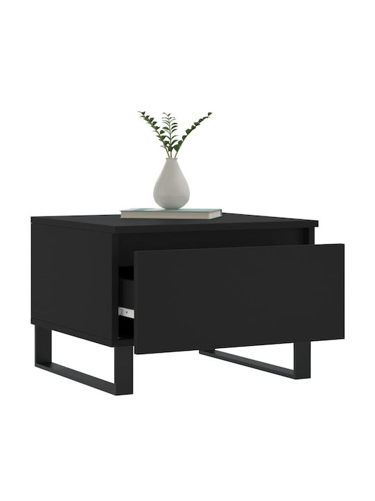 vidaXL Rechteckiger Beistelltisch Aus Holz mit Schubladen Schwarz 2 Stück M50xT46xH35cm