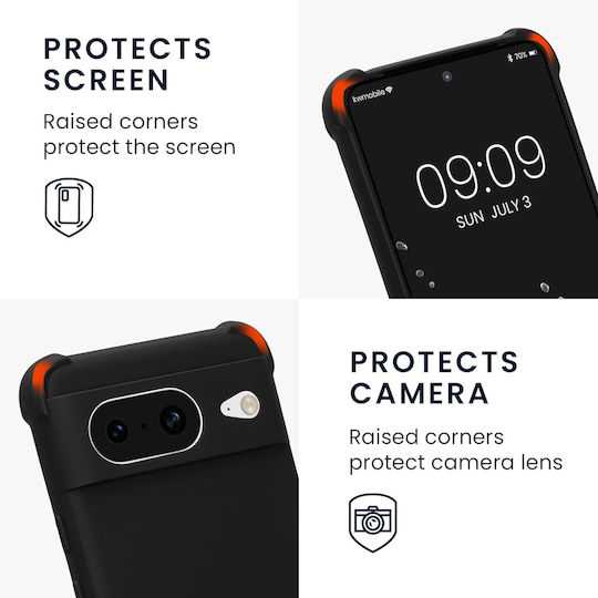 KWmobile Matte Umschlag Rückseite Silikon mit Band Schwarz (Google Pixel 8)