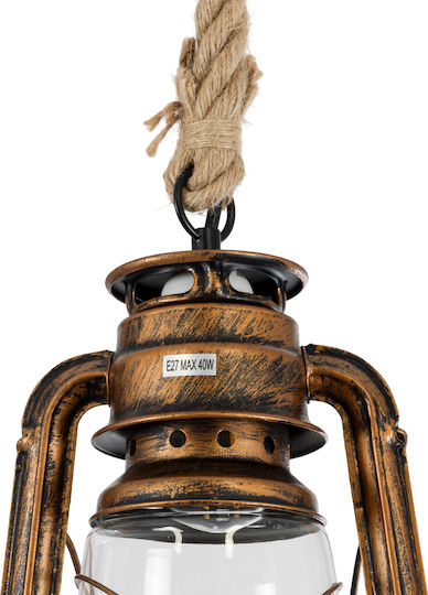 GloboStar BARBAROSSA Bronze Ceiling Light with Rope for E27 Socket 18x18x28cm