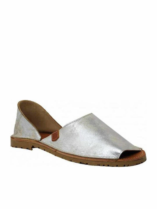 Flache Sandalen für Damen in Silber Farbe
