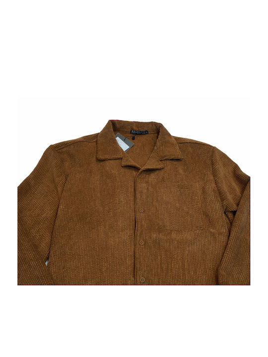 Reckless Men's Shirt Overshirt Long Sleeve Corduroy Brown