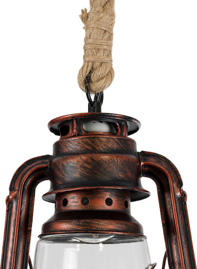 GloboStar Barbarossa Ceiling Light Copper with Rope for E27 Socket 18x18x28cm