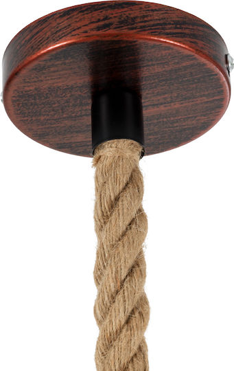 GloboStar Barbarossa Ceiling Light Copper with Rope for E27 Socket 18x18x28cm