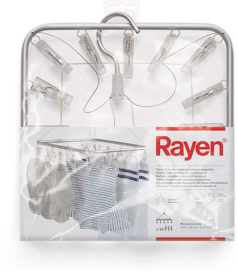 Rayen Κρεμάστρα Ρούχων 16 Θέσεων από Πλαστικό 28.5x28cm Ασημί