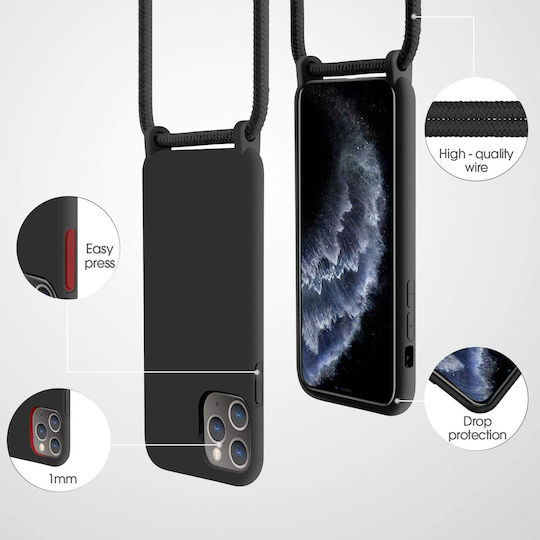 Liquid Back Cover Σιλικόνης με Λουράκι Χακί (iPhone 15 Pro)