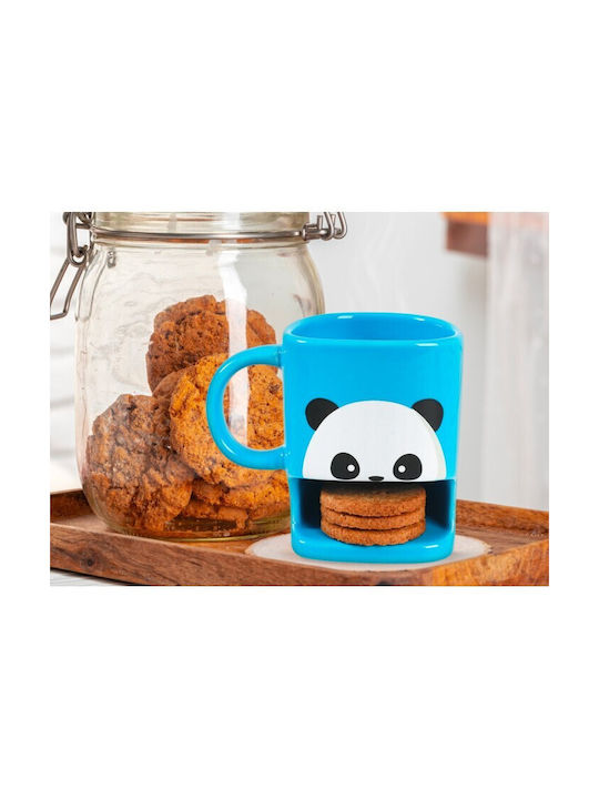 Total Gift Panda Biscuit Becher Keramik Blau 250ml