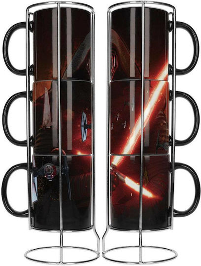 Sd Toys Star Wars - Kylo Lightsaber 3 Stackable Ceramic Mugs Set Κούπα Κεραμική Μαύρη 3τμχ