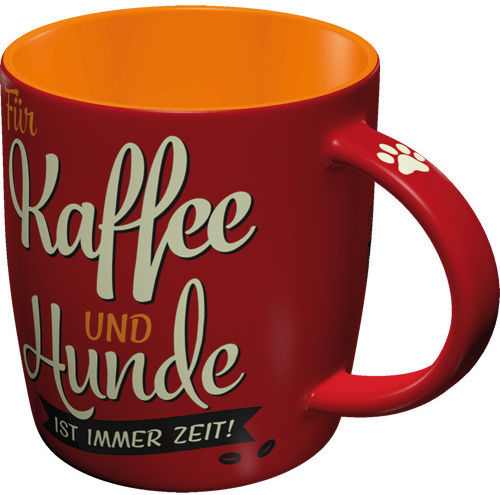 Nostalgic Art Pfotenschild - Kaffee Und Hunde Becher Keramik Rot 350ml 43039