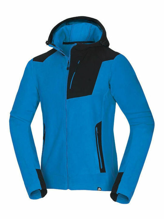 Northfinder Ανδρική Ζακέτα Fleece με Φερμουάρ και Κουκούλα Μπλε