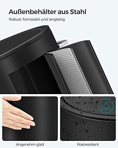 Songmics Coș De Gunoi Din Plastic Cu Pedală Negru 3lt