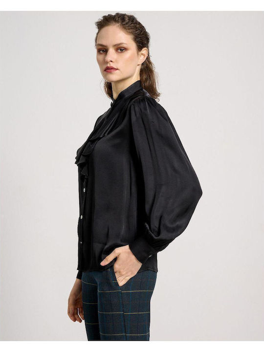 Langärmelig Damen Hemd Black