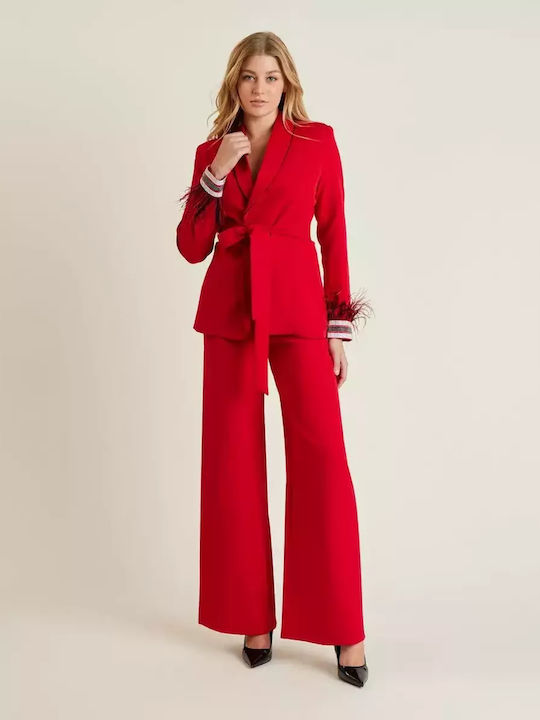 Forel Damen Krepp Blazer Rot