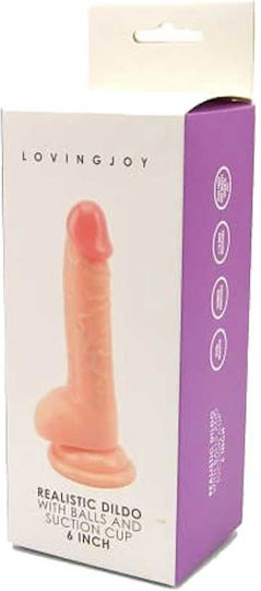 Loving Joy Ρεαλιστικό Dildo με Όρχεις και Βεντούζα Flesh 15cm