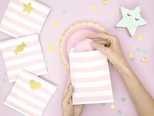 PartyDeco Papier Tasche für Geschenke Rosa 13x14cm.
