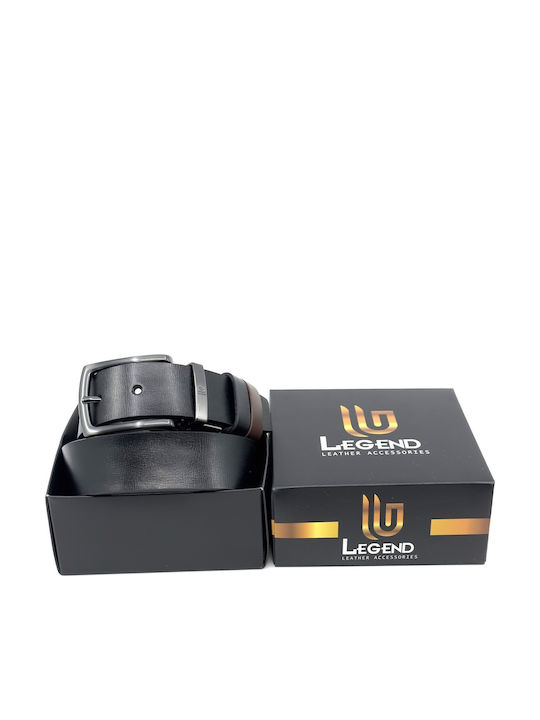 Men's Leather Double Sided Belt Black Velvet-Black Metal