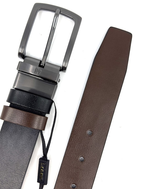 Men's Leather Double Sided Belt Black Velvet-Black Metal