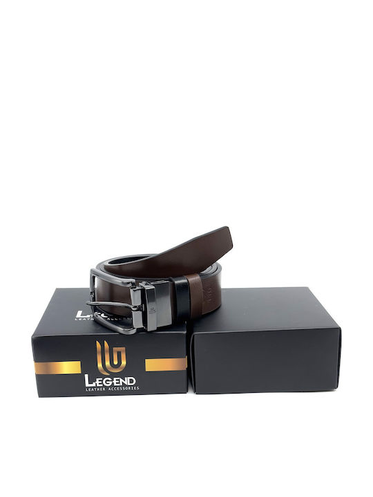 Men's Leather Double Sided Belt Black Velvet-Black Metal