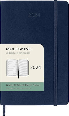 Moleskine Notebook Pocket Weekly Agenda 2024 Blue