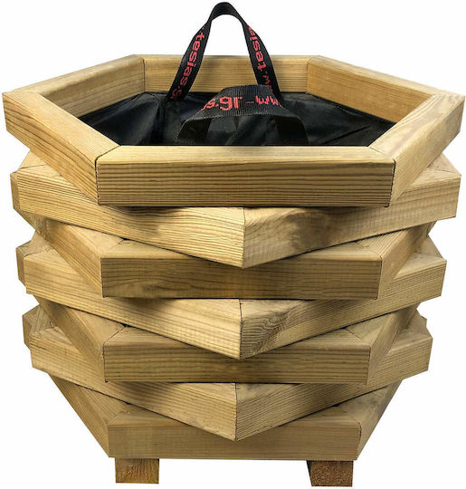Tesias Dodecagonal Closed Corners Pot Wooden 52x36cm.