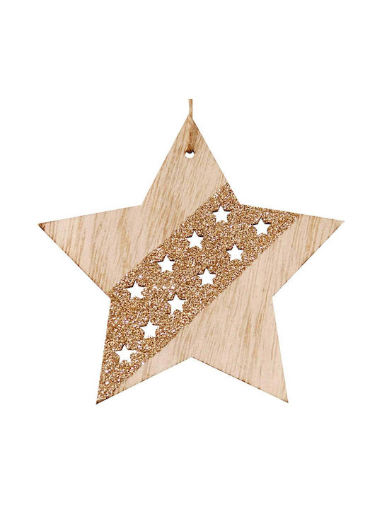 Lianos Christmas Wooden Star Ornament Gold 11x11cm