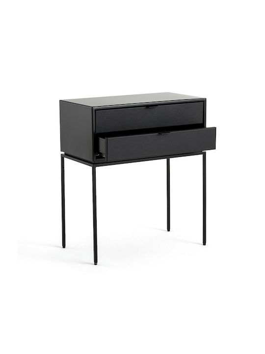 Noptieră Realto cu Piele Ecologică Negru 55x30x64cm