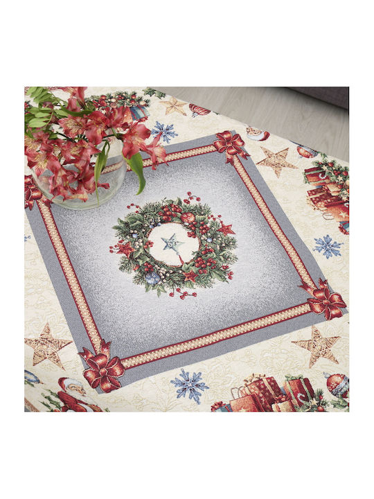 Christmas Tablecloth Square Fabric Silver L100xW100cm 1pcs