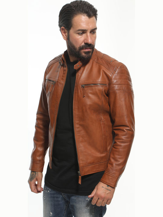 Leather Jacket Biker Brown