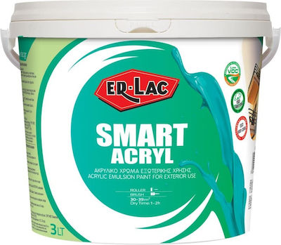 ER-LAC Smart Acryl Plastic Acrilyc Paint for Exterior Use ΓΚΡΙ 1lt